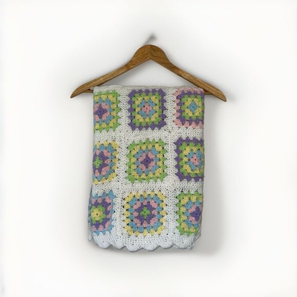 Handmade Crochet Baby Blanket Unisex Pastel Cottagecore Vintage Nursery Swiftie - Picture 16 of 16